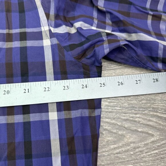 Bugatchi Dress Shirt Men's Large Blue Purple Plaid Geometric Flip Cuff Button Up - Picture 12 of 16